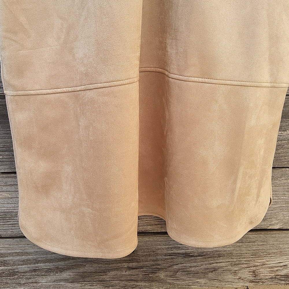 Andrew Marc Beige Suede Zip-Front Dress Size 16 - Picture 7 of 11